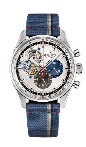 Zenith - 03.2040.4061/69.C802  El Primero Chronomaster Open Stainless Steel / Silver 1969 / Fabric