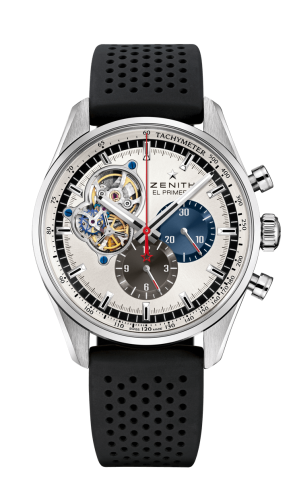 Zenith - 03.2040.4061/69.R576  El Primero Chronomaster Open Stainless Steel / Silver 1969 / Rubber