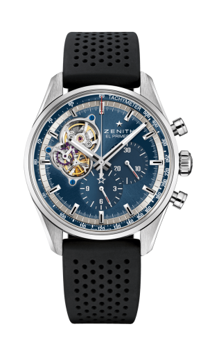 Zenith - 03.20416.4061/51.R576  El Primero Chronomaster Open Stainless Steel / Blue / Rubber