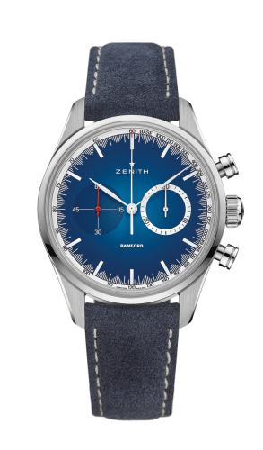 Zenith - 03.2152.4069/57.C814  El Primero Chronomaster 38 Stainless Steel / Solar Blue / Alcantara