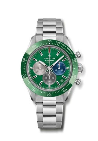 Zenith - 03.3119.3600/56.M3100  Chronomaster Sport Stainless Steel / Green / Bracelet