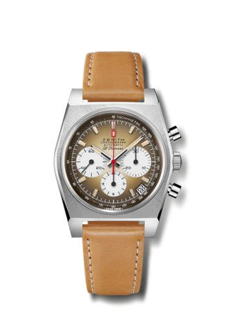 Zenith - 03.A384.400/385.C855  El Primero A385 Revival Stainless Steel / Brown / Strap