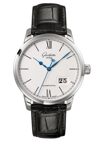 Glashütte Original - 1-36-03-01-02-01  Senator Excellence Panorama Date Stainless Steel / Silver / Alligator /  Pin