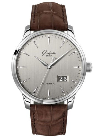 Glashütte Original - 1-36-03-03-02-02  Senator Excellence Panorama Date Stainless Steel / Grey / Alligator / Pin