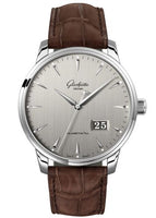 Glashütte Original Senator Excellence Panorama Date Moonphase Stainless Steel / Silver / Alligator / Folding (1-36-03-03-02-02)