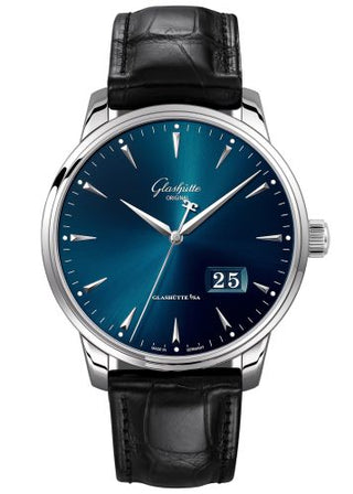 Glashütte Original - 1-36-03-04-02-01  Senator Excellence Panorama Date Stainless Steel / Blue / Alligator / Pin