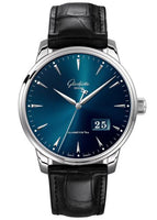 Glashütte Original Senator Excellence Panorama Date Moonphase Stainless Steel / Silver / Alligator / Folding (1-36-03-04-02-01)