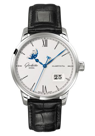 Glashütte Original - 1-36-04-01-02-01  Senator Excellence Panorama Date Moonphase Stainless Steel / Silver / Alligator / Pin