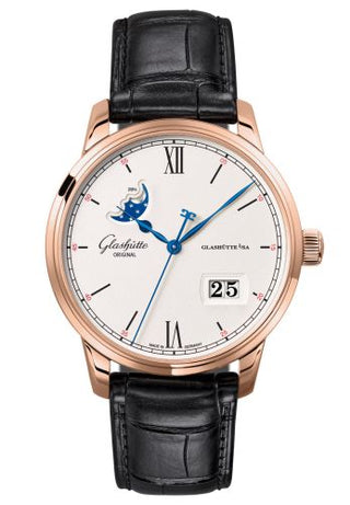 Glashütte Original - 1-36-04-02-05-01  Senator Excellence Panorama Date Moonphase Red Gold / Silver / Alligator / Pin