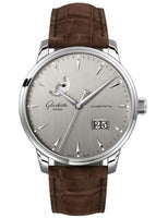 Glashütte Original Senator Excellence Panorama Date Moonphase Stainless Steel / Silver / Alligator / Pin (1-36-04-03-02-02)