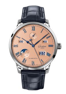 Glashütte Original - 1-36-12-01-02-61  Senator Perpetual Calendar Stainless Steel / Salmon  / Alligator / Folding