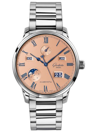 Glashütte Original - 1-36-12-01-02-71  Senator Perpetual Calendar Stainless Steel / Salmon  / Bracelet