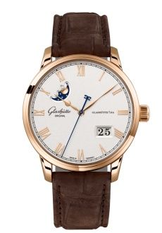 Glashütte Original - 1-36-24-02-05-02  Senator Excellence Panorama Date Moonphase Red Gold / Silver / Alligator - Pin