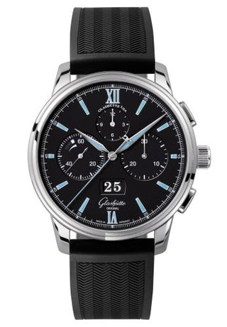 Glashütte Original - 1-37-01-03-02-06  Senator Chronograph Panorama Date Stainless Steel / Black / Rubber / Pin