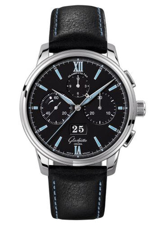 Glashütte Original - 1-37-01-03-02-55  Senator Chronograph Panorama Date Stainless Steel / Black / Calf / Folding