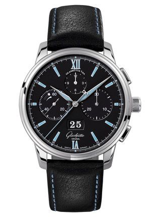 Glashütte Original - 1-37-01-03-02-35  Senator Chronograph Panorama Date Stainless Steel / Black / Calf / Folding