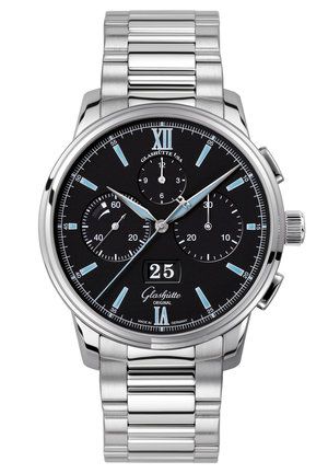 Glashütte Original - 1-37-01-03-02-70  Senator Chronograph Panorama Date Stainless Steel / Black / Bracelet