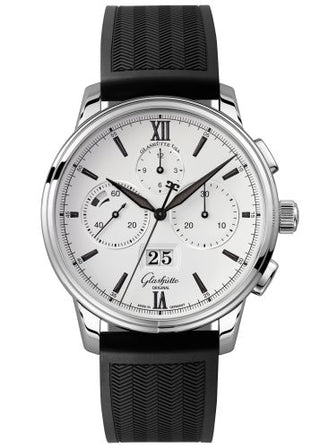 Glashütte Original - 1-37-01-05-02-06  Senator Chronograph Panorama Date Stainless Steel / Silver / Rubber / Pin