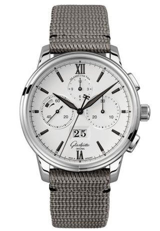 Glashütte Original - 1-37-01-05-02-36  Senator Chronograph Panorama Date Stainless Steel / Silver / Fabric / Folding