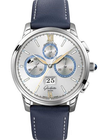 Glashütte Original - 1-37-01-06-03-35  Senator Chronograph Panorama Date Capital Edition Platinum / Silver / Calf / Pin