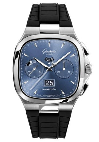 Glashütte Original - 1-37-02-03-02-33  Seventies Chronograph Panorama Date Blue / Rubber / Folding