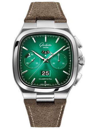 Glashütte Original - 1-37-02-04-02-35  Seventies Chronograph Panorama Date Green / Nubuck / Folding