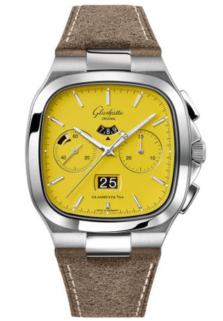 Glashütte Original - 1-37-02-07-02-35  Seventies Chronograph Panorama Date Yellow / Nubuck / Folding