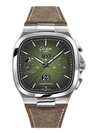 Glashütte Original - 1-37-02-09-02-62  Seventies Chronograph Panorama Date Green / Calf / Folding