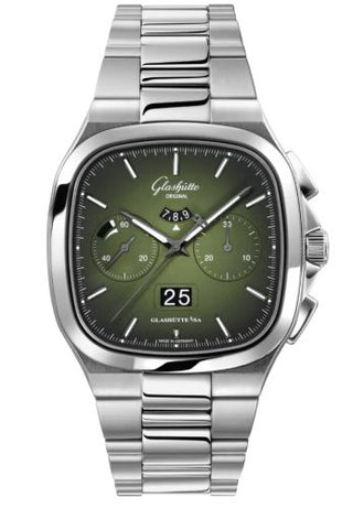 Glashütte Original - 1-37-02-09-02-70  Seventies Chronograph Panorama Date Green / Bracelet