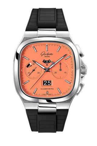 Glashütte Original - 1-37-02-11-02-63  Seventies Chronograph Panorama Date Vibing Orange / Rubber / Folding