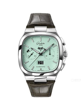 Glashütte Original - 1-37-02-15-02-50  Seventies Chronograph Panorama Date Turquoise / Alligator / Folding