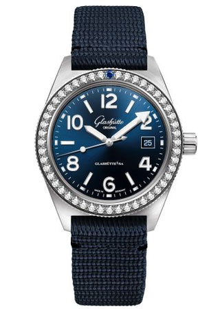 Glashütte Original - 1-39-11-09-82-08  SeaQ Date Stainless Steel / Diamond / Blue / Textile / Pin