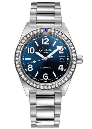 Glashütte Original - 1-39-11-09-82-70  SeaQ Date Stainless Steel / Diamond / Blue / Bracelet