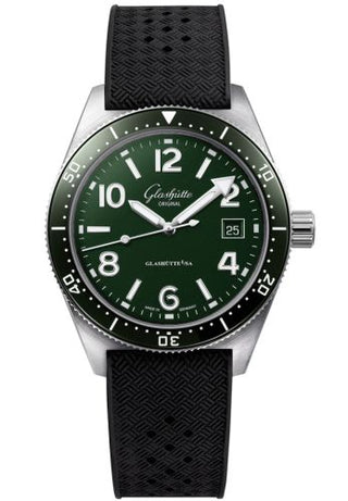 Glashütte Original - 1-39-11-13-83-06  SeaQ Date Stainless Steel / Green / Rubber / Pin