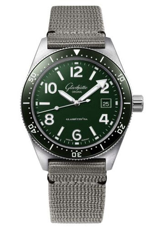 Glashütte Original - 1-39-11-13-83-08  SeaQ Date Stainless Steel / Green / Textile / Folding