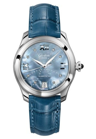 Glashütte Original - 1-39-22-11-02-04  Lady Serenade Stainless Steel / Blue MOP - Index Line / Alligator / Folding