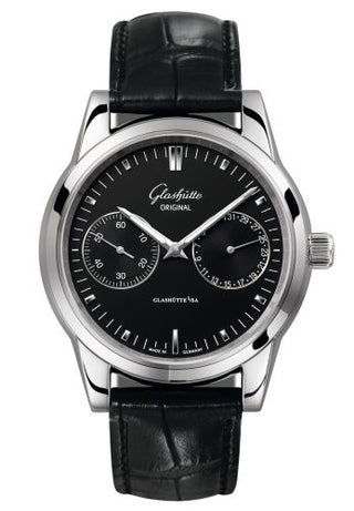 Glashütte Original - 1-39-58-01-02-04  Senator Hand Date Stainless Steel / Black / Alligator / Pin