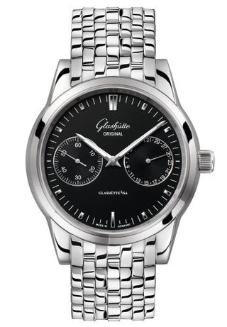 Glashütte Original - 1-39-58-01-02-14  Senator Hand Date Stainless Steel / Black / Bracelet