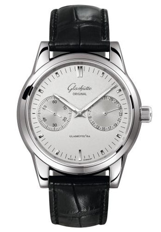 Glashütte Original - 1-39-58-02-02-04  Senator Hand Date Stainless Steel / Silver Alligator / Pin