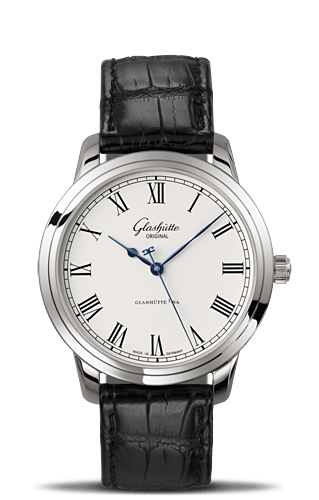 Glashütte Original - 1-39-59-01-02-04  Senator Automatic Stainless Steel / Silver / Alligator / Pin