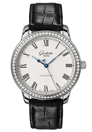 Glashütte Original - 1-39-59-01-12-04  Senator Automatic White Gold / Diamond / Silver / Alligator / Pin