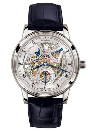 Glashütte Original - 1-49-13-15-04-01  Senator Moon Phase White Gold / Skeleton / Alligator / Pin