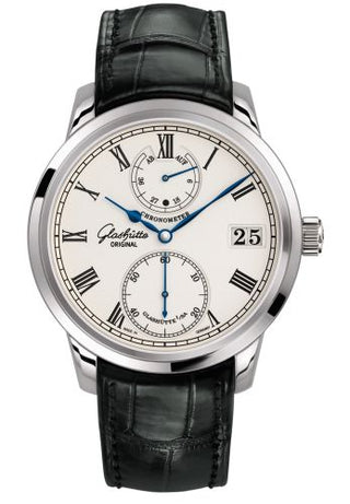 Glashütte Original - 1-58-01-01-04-01  Senator Chronometer White Gold / Silver / Alligator / Pin