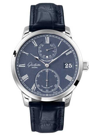 Glashütte Original - 1-58-01-05-34-01  Senator Chronometer White Gold / Blue / Alligator / Pin