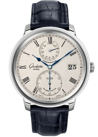 Glashütte Original - 1-58-03-01-04-01  Senator Chronometer White Gold / Silver / Alligator / Pin