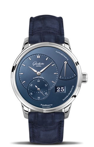 Glashütte Original - 1-65-01-26-12-30  PanoReserve Stainless Steel / Blue . Alligator / Folding