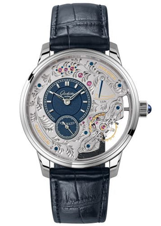 Glashütte Original - 1-66-08-01-03-30  PanoInverse Platinum / Blue / Alligator / Folding