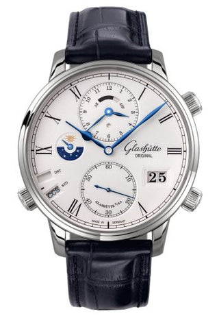 Glashütte Original - 1-89-02-01-04-01  Senator Cosmopolite White Gold / Silver / Alligator / Pin