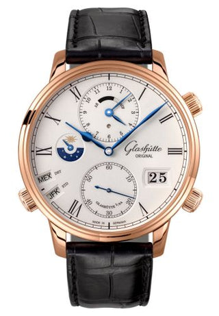 Glashütte Original - 1-89-02-01-05-01  Senator Cosmopolite Red Gold / Silver / Alligator / Pin