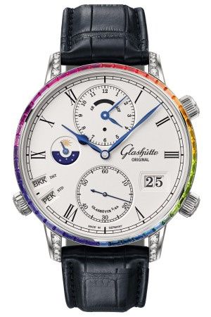 Glashütte Original - 1-89-02-01-40-30  Senator Cosmopolite White Gold / Rainbow / Alligator / Folding